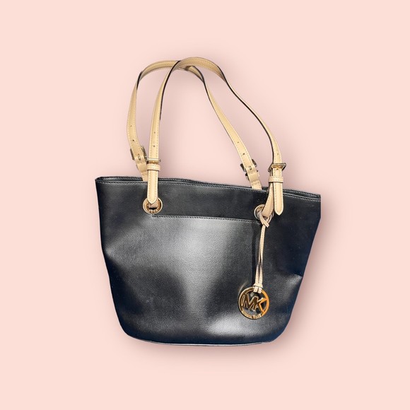 Michael Kors Medium Black Leather Tote - Picture 1 of 5